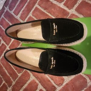 Kate Spade Black Loafers with Gold Detail